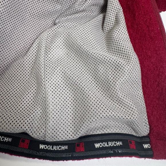 Woolrich Jacket Womens XL Red Wool Full Zip Grip Waist Mesh Lined Coat Mock Neck - Picture 10 of 13